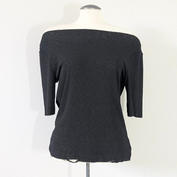 Black Raw Hem T-Shirt - Picture 2 of 9